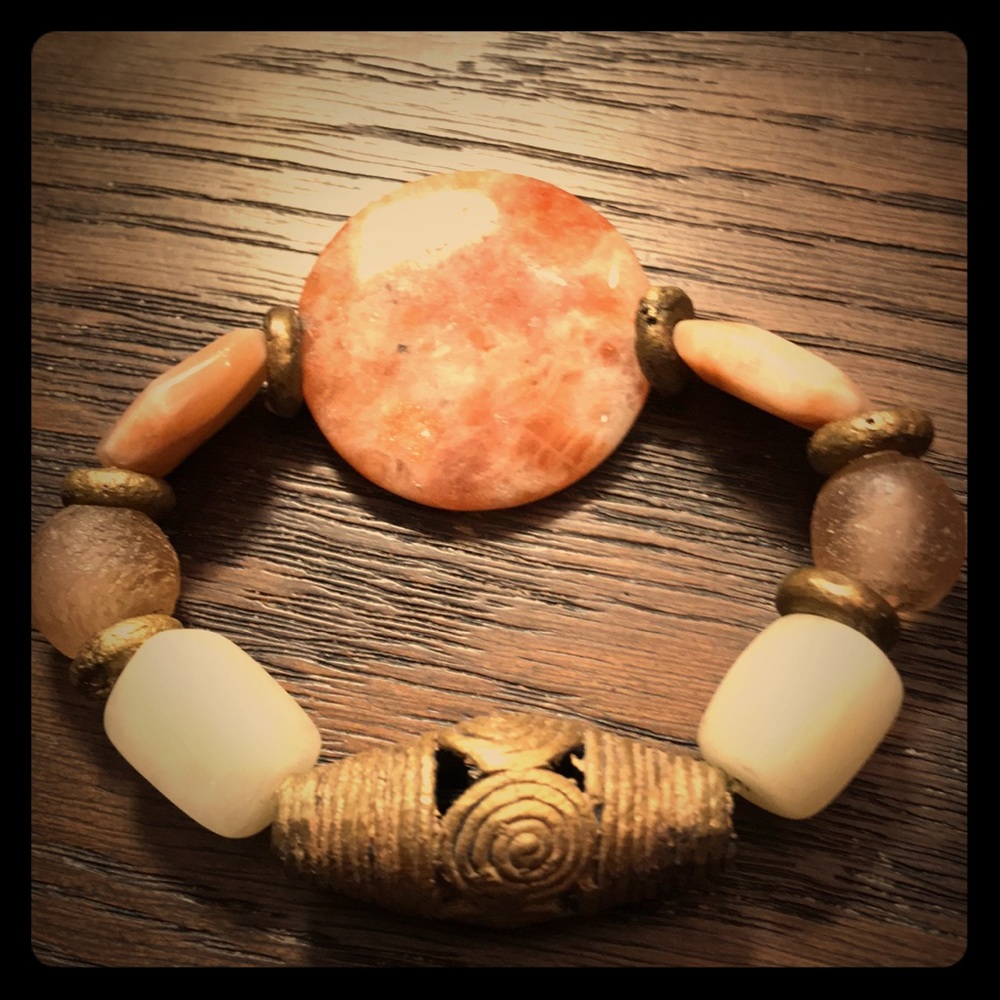 Shimmering Sunstone & Peruvian Opal Bracelet